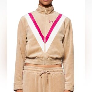 Sergio Tacchini Sara Velour Track Jacket cream pink medium women's